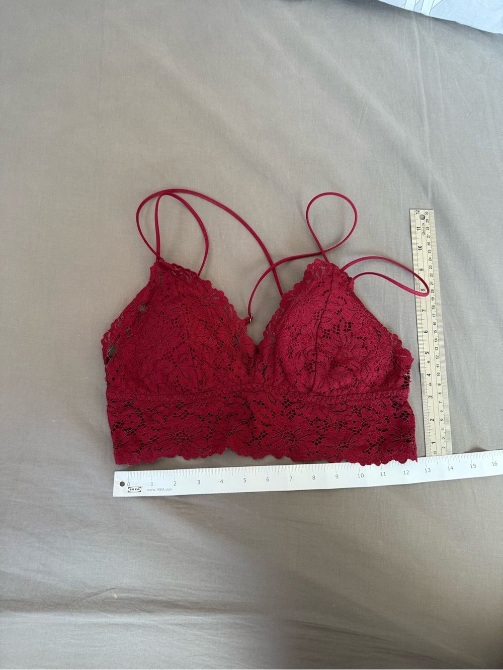 PINK Victoria’s Secret Lace Floral Print Bralette in Burgundy Size Medium